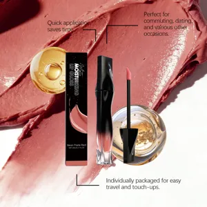 Matte moisturizing lip gloss, smooth texture, long-lasting bean paste red liquid lipstick for daily makeup.