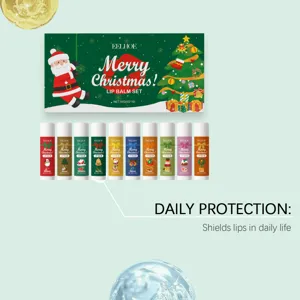 EELHOE Christmas lip balm set with 10 flavored tubes for daily moisturizing and smooth lips.