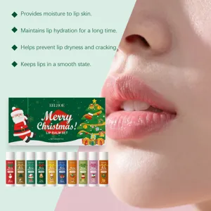 EELHOE Christmas lip balm set detail, moisturizing lip care, smooth hydrating formula 10pcs.