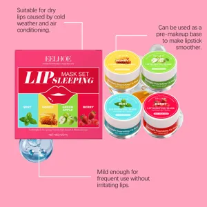Set de mascarilla para labios EELHOE, cuatro deliciosos sabores para hidratar y nutrir.