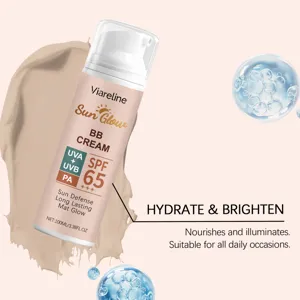 VIARELINE Sun Glow BB Cream λεπτομερής όψη προϊόντος, SPF 65 UVA UVB προστασία, 100ml.