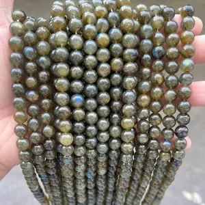 Natürliche graue Labradorit-Rundperlen mit blauem Schimmer für DIY-Schmuckherstellung
