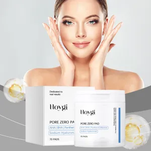 Detailed view of HOYGI pore zero pad facial toner exfoliating pads jar and box 70pcs