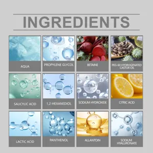 HOYGI salicylic acid toner pads detail image showing key skincare active ingredients formula.