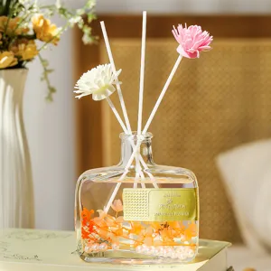 Bouteille de Diffuseur de Roseau Fleur Préservée Fleurs Séchées Rafraîchisseur d'Air Longue Durée Décoration de Maison