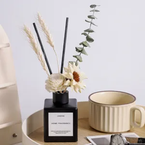 Difusor de aromas botella negra retro flores secas ambientador para el hogar decor