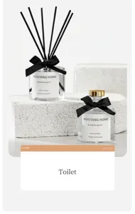 Ensemble de diffuseur de parfum de luxe avec nœud noir et bâtonnets en rotin pour salle de