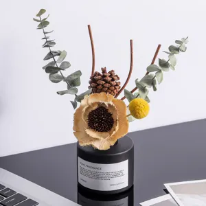 Home fragrance diffuser with dried flowers and eucalyptus leaves for indoor air freshener decor