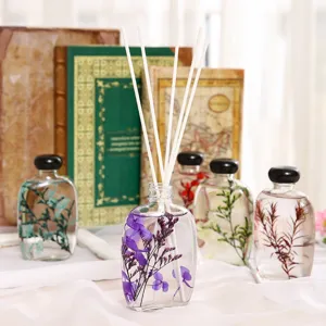 Bottiglia di Vetro Vintage Diffusore a Bastoncini Fiore Galleggiante Olio Essenziale Deodorante Per Casa Hotel Bagno Arredamento