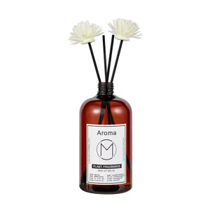 500ml large capacity aroma reed diffuser bottle with sticks and flower head for home decor.