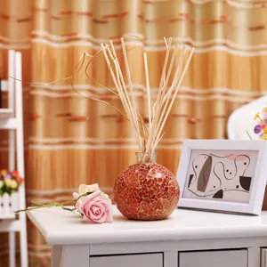 Handmade cracked mosaic glass reed diffuser bottle with sticks for home room decor