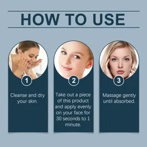 Step-by-step usage guide graphic for exfoliating cotton pads, clear instructions for skincare routine.