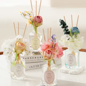 Elegant reed diffuser gift set with artificial flowers for home fragrance and wonderful home decor.