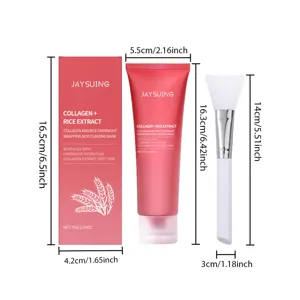 JAYSUING mascarilla facial noche colágeno extracto arroz tubo con pincel de silicona