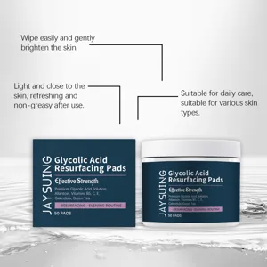 Glycolic acid resurfacing pads for facial gentle exfoliation and daily skincare routine.