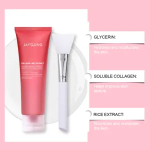 Mascarilla facial nocturna hidratante de arroz y colágeno JAYSUING con brocha para el cuidado.