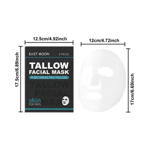 Μάσκα προσώπου tallow για άνδρες σετ 4 τεμαχίων με λεπτομερείς διαστάσεις κουτιού και μάσκας.