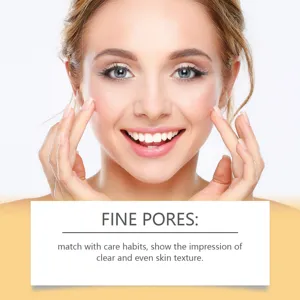 Détail du visage montrant des pores parfaitement affinés après l'application du masque.