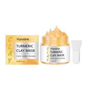 VIARELINE Mascarilla de Arcilla de Cúrcuma 50g limpieza facial profunda con espátula.
