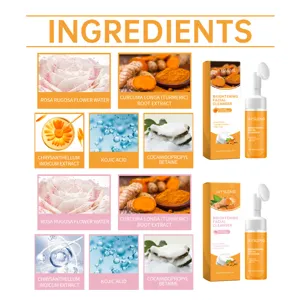 Détails des ingrédients du nettoyant visage éclaircissant Jaysuing, mousse naturelle au curcuma.