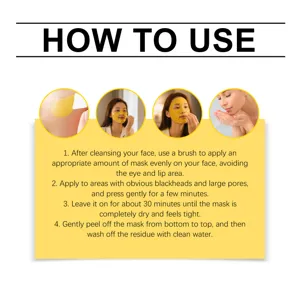 Guide visuel étape par étape et instructions pour l'application du masque facial.