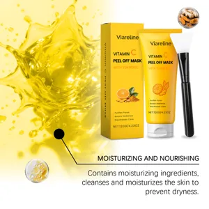 VIARELINE Masque Peel-Off à la Vitamine C et Curcuma, nettoyage profond et éclat du visage.