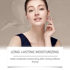 Professional facial skincare model showcase image highlighting long-lasting moisturizing effects.