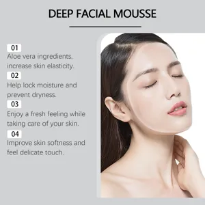 Deep facial mousse with aloe vera extract helps lock moisture, improve skin elasticity and softness.