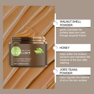 HANCHOBIT exfoliating scrub mask 120g with walnut shell powder and honey for smooth skin.