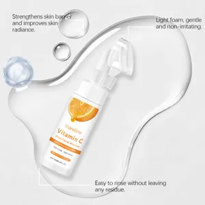 Viareline Vitamin C facial cleanser mousse for deep cleaning, gentle moisturizing skin care daily.