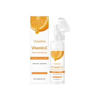 VIARELINE Vitamin C Deep Facial Mousse with cleansing brush, gentle whitening formula, 150ml.