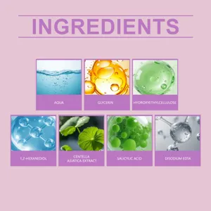 Grafica dettagliata degli ingredienti della striscia detergente per il naso con acqua e glicerina.