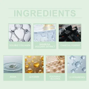 Gráfico detallado de ingredientes de la mascarilla facial de carbón de bambú VIARELINE.