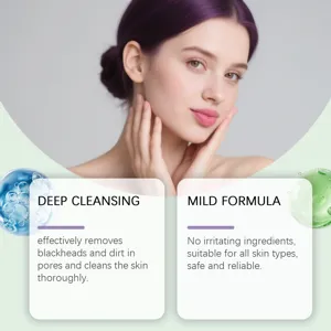 Vista detallada de la mascarilla facial limpiadora profunda fórmula suave para todo tipo piel.