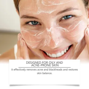 Nettoyant visage en mousse doux concu pour la peau grasse et a tendance acneique.