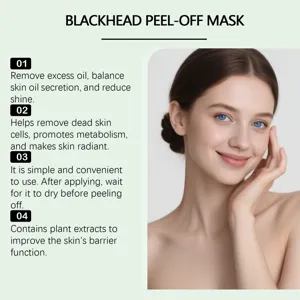 Detalle de mascarilla peel-off de puntos negros para control de grasa y exfoliación.