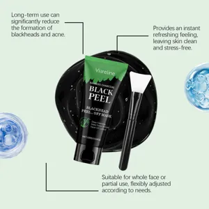 Mascarilla peel-off de carbón de bambú Viareline para limpieza facial profunda y poros.