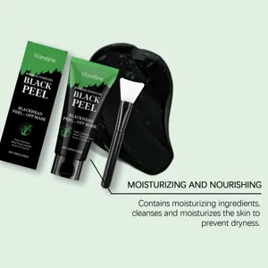 Mascarilla peel off de carbón de bambú Viareline con brocha para limpieza profunda.