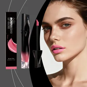 Matte Moisturizing Lip Gloss Long Lasting Waterproof Liquid Lipstick Rose Pink Makeup Lip Tint For Women