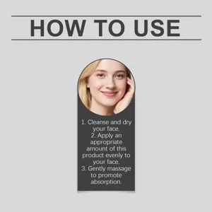 Graphique de guide d'utilisation étape par étape pour le sérum facial au collagène.
