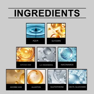 Detailed ingredient chart for facial cleanser showing key active formulas and skincare elements.