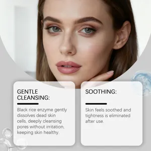 Detail view of facial cleansing gel with gentle formula and soothing black rice enzyme.