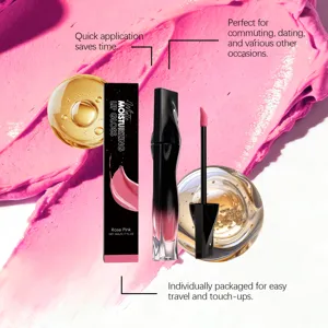 Matte moisturizing lip gloss in rose pink, long-lasting smooth liquid lipstick for daily makeup.