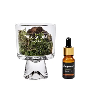 Pijnhout mos flameless geur diffuser kop set met etherische olie voor thuis aromatherapie decor.