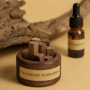 Natürliches Schwarznuss Holz Stapel Diffusor Set Aromatherapie Ätherisches Öl Heim Schlafzimmer Auto Duft Dekor