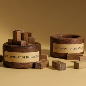 Hölzernes flammenloses Duftöl-Diffusor-Set mit Holzklötzen für Schlafzimmerdekoration