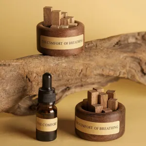Holzblock Duftöl Diffusor Set für Raumduft, Aromatherapie und dekorative Tischaccessoires.