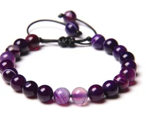Bracelet de perles en cristal d'agate violette 8mm bijoux réglables de yoga détail