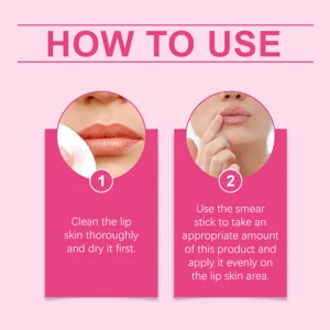 Schritt-für-Schritt-Anleitung zur korrekten und gleichmäßigen Anwendung des Lippenbalsams.