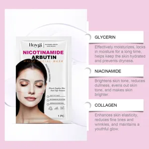 Gedetailleerd overzicht van het gezichtsmasker met hydraterende en verhelderende ingrediënten.